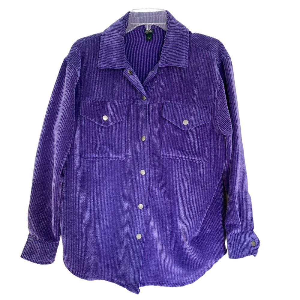 Wild Fable Purple Corduroy Button Down Shacket Jacket Size XS Overshirt Top